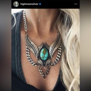 High Moon Silver Turquoise Necklace - Open Heavens Necklace